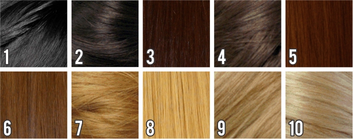 Tabela de cores base do cabelo